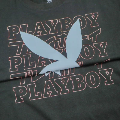 Футболка Playboy Big Logo On Inscription Background Front "Black" фото № 7