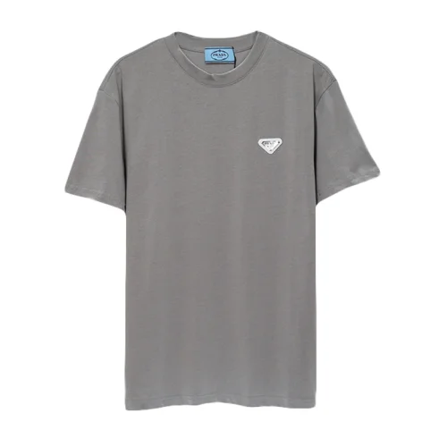 Футболка Prada With Silver Logo Patch "Gray"