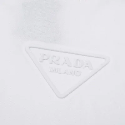 Футболка Prada Solid Color With Triangular Logo "White" фото № 2