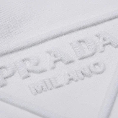 Футболка Prada Solid Color With Triangular Logo "White" фото № 6