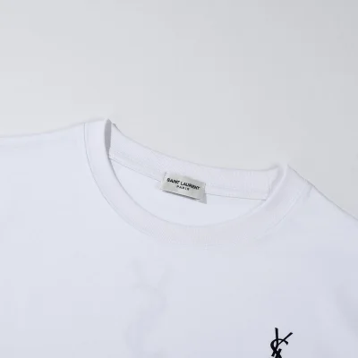 Футболка Saint Laurent With Emblem And Text Logo "White" фото № 3 Футболка Saint Laurent With Emblem And Text Logo "White" фото № 3