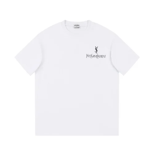 Футболка Saint Laurent With Emblem And Text Logo "White"