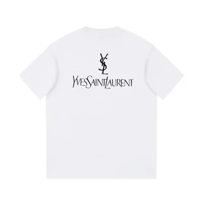 Футболка Saint Laurent With Emblem And Text Logo "White" фото № 4 Футболка Saint Laurent With Emblem And Text Logo "White" фото № 4