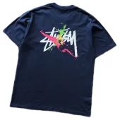 Футболка Stussy Logo With Bright Blots "Blue"