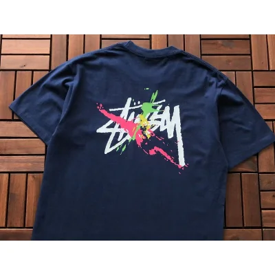 Футболка Stussy Logo With Bright Blots "Blue" фото № 2