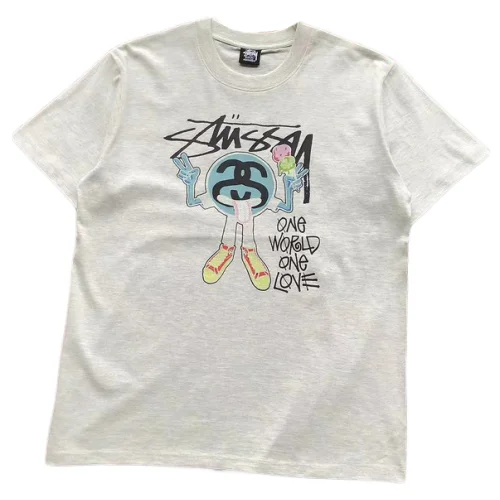 Футболка Stussy Figure With Inscription One World One Love "Gray"