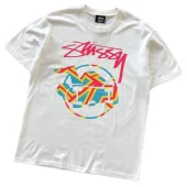 Футболка Stussy Colorful Circle With Image Inside And Logo "White"