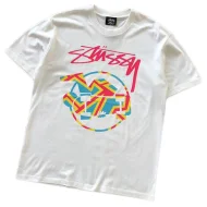 Футболка Stussy Colorful Circle With Image Inside And Logo "White"