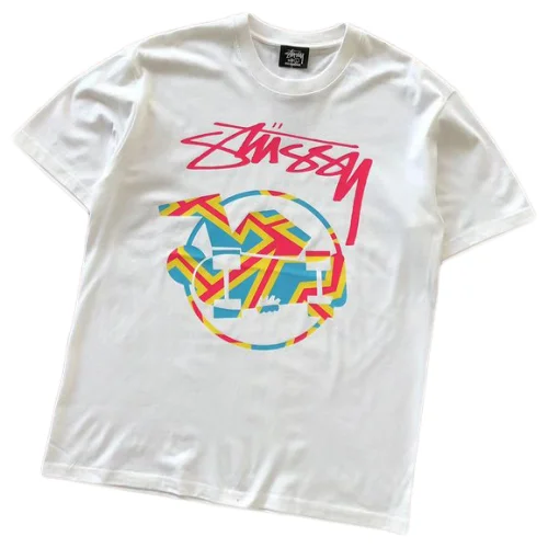 Футболка Stussy Colorful Circle With Image Inside And Logo "White"