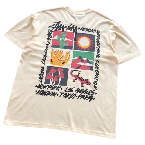 Футболка Stussy Nature Prints In Squares "Beige"