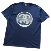 Футболка Stussy Letters Inside Circle Print Front "Blue"