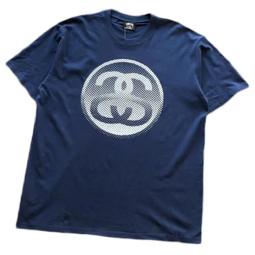 Футболка Stussy Letters Inside Circle Print Front "Blue"