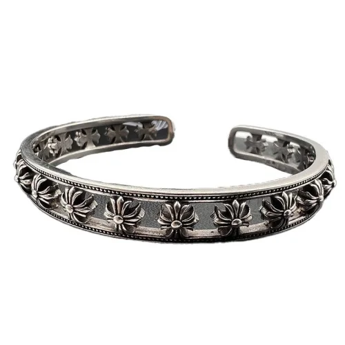 Браслет Chrome Hearts Open-End With Flowers "Silver"