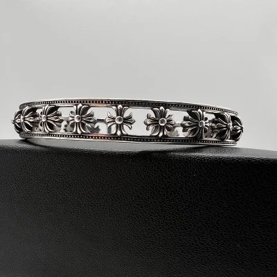 Браслет Chrome Hearts Open-End With Flowers "Silver" фото № 3