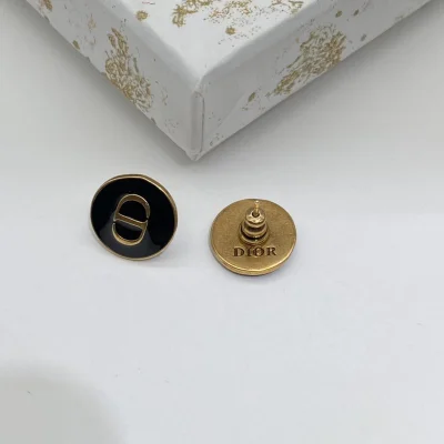Серьги Dior Logo Decoration "Black" фото № 2