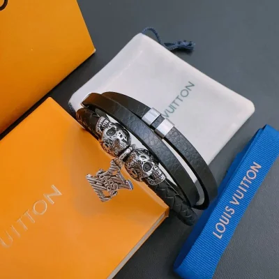 Браслет Louis Vuitton Logo Decorated By Lines "Black" фото № 2