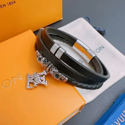 Браслет Louis Vuitton Logo Decorated By Lines "Black" фото № 3