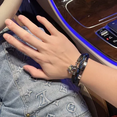 Браслет Louis Vuitton Logo Decorated By Lines "Black" фото № 8