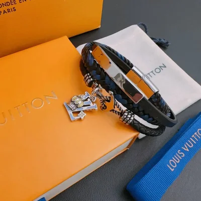 Браслет Louis Vuitton Logo Decorated By Lines "Black" фото № 6