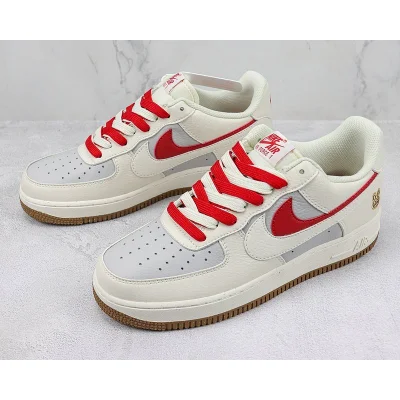 Nike Air Force 1 Low "Double Swoosh/Cream White/Red/Grey" фото № 5