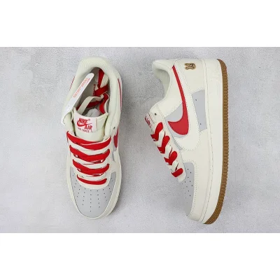 Nike Air Force 1 Low "Double Swoosh/Cream White/Red/Grey" фото № 7