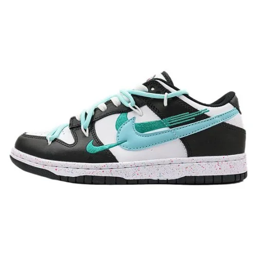 Nike Dunk Low Multi Swoosh "Black/White/Turquoise"