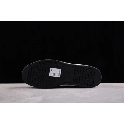 Prada Leather Downtown Triangle Sneakers "Black" фото № 4