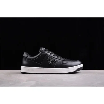 Prada Leather Downtown Triangle Sneakers "Black" фото № 2