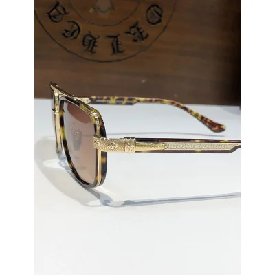 Солнцезащитные очки Chrome Hearts Aviator Shaped Temples Decorated By Crosses "Brown" фото № 3