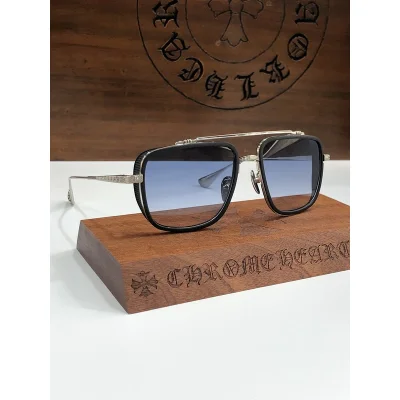 Солнцезащитные очки Chrome Hearts Temples With Decoration By Repeating Logo "Black" фото № 2