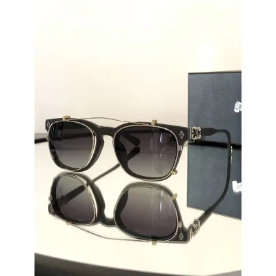 Солнцезащитные очки Chrome Hearts Double Frame With Logo "Gray" фото № 2