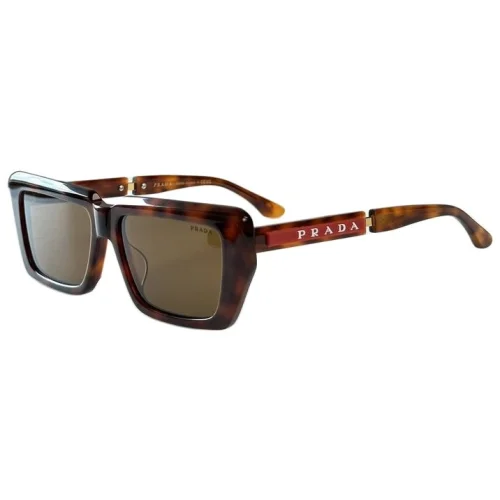 Солнцезащитные очки Prada Big Logo White Letters In Red Rectangle On Frame "Brown"