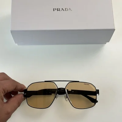 Солнцезащитные очки Prada Aviator Frame With Thin Temples And Logo "Brown" фото № 2