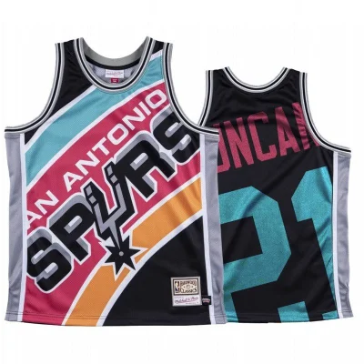 Баскетбольная Джерси Mitchell And Ness San Antonio Spurs №21 Tim Duncan With Logo "Black" фото № 2