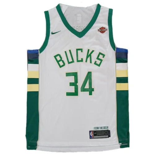 Баскетбольная Джерси Nike Milwaukee Bucks 17-18 №34 Giannis Antetokounmpo With Logo "White"