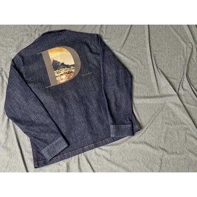 Джинсовая Рубашка Dior Landscape Mountains "Blue/Gray" фото № 6