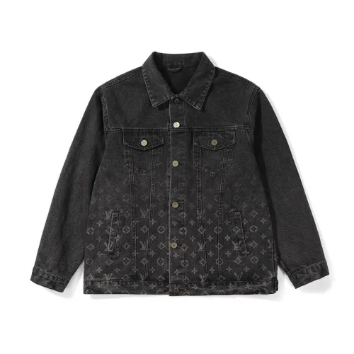 Джинсовая Куртка Louis Vuitton With Logo Print On Half "Black/Gray"