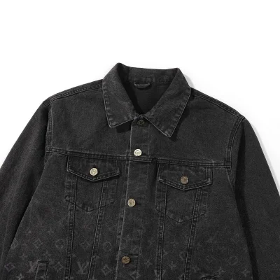 Джинсовая Куртка Louis Vuitton With Logo Print On Half "Black/Gray" фото № 7