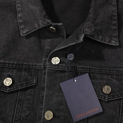 Джинсовая Куртка Louis Vuitton With Logo Print On Half "Black/Gray" фото № 8