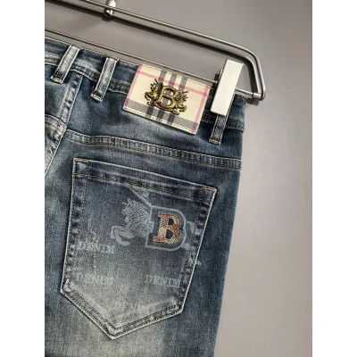 Джинсы Burberry Backside Stripe Gold Logo BT And Two Horses "Blue" фото № 5