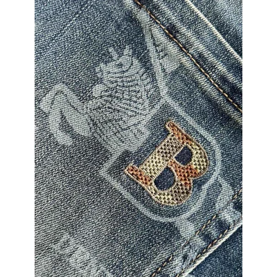 Джинсы Burberry Backside Stripe Gold Logo BT And Two Horses "Blue" фото № 4