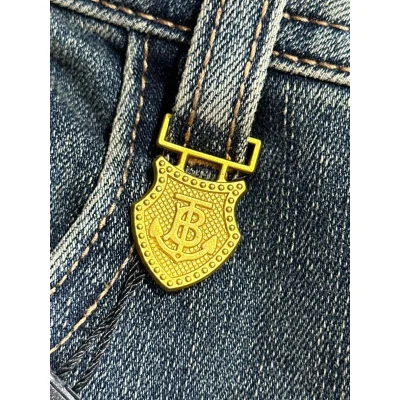 Джинсы Burberry Backside Stripe Gold Logo BT And Two Horses "Blue" фото № 3