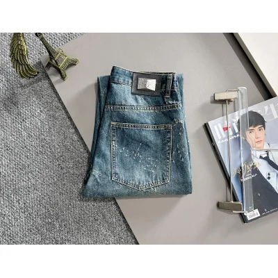 Джинсы Christian Dior Backside Gray Stripe Silver Insect "Blue" фото № 2