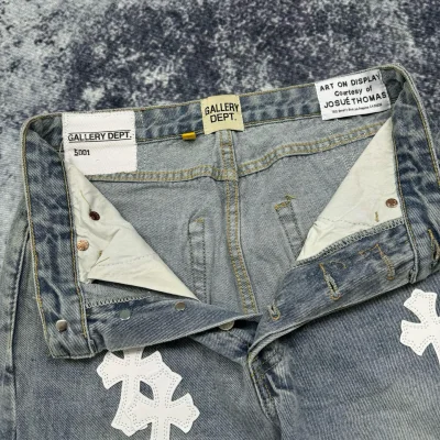 Джинсы Gallery Dept x Chrome Hearts White Cross "Gray Denim" фото № 5