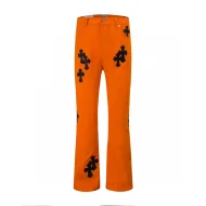 Джинсы Gallery Dept x Chrome Hearts Black Cross "Orange Denim"