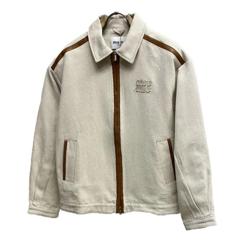 Куртка-бомбер Miu Miu Frontside Light Striped Logotype Miu Miu "Beige"