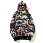 Худи A Bathing Ape Colored Streaks Shark Zip "Black, Yellow"