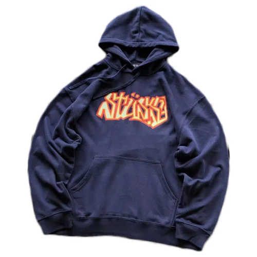 Худи Stussy Logo Inscription From Colorful Lines "Navy"