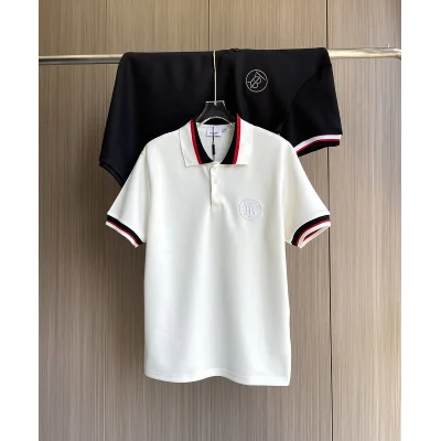 Поло Burberry Striped Sleeves "White" фото № 2