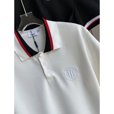 Поло Burberry Striped Sleeves "White" фото № 4